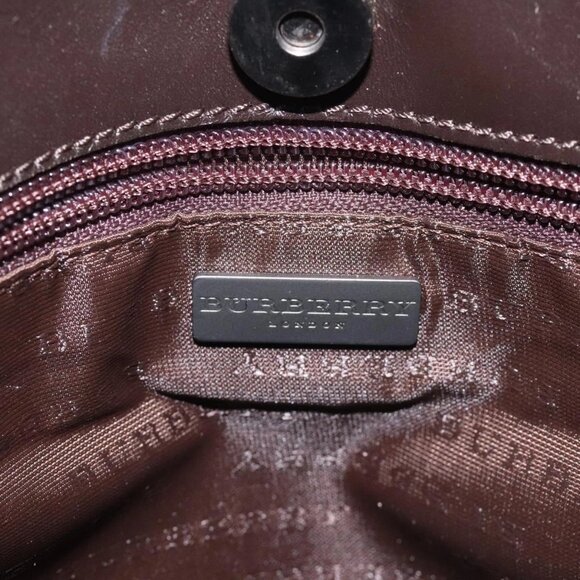 BURBERRY Nova Check Hand Bag PVC Leather Beige Dark Brown Auth - Picture 12 of 14